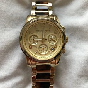 Michael Kors Chronograph Tortoise & Gold Watch